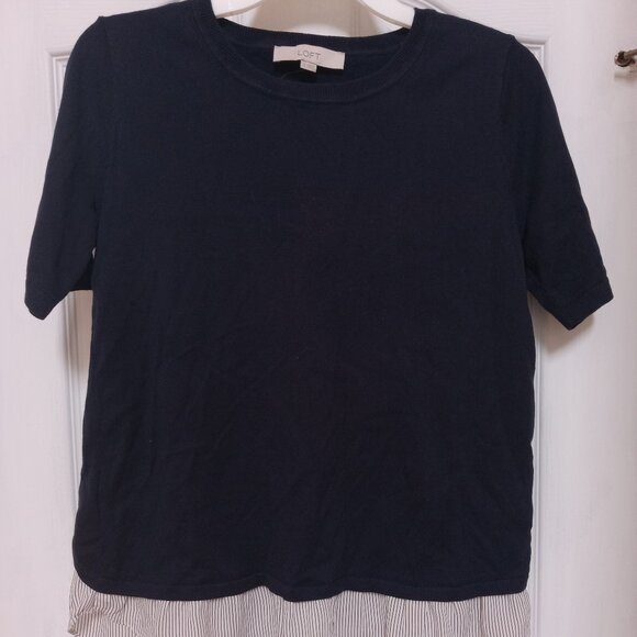 Brand New LOFT Short Sleeve Sweater with Layed Hem - Picture 1 of 4